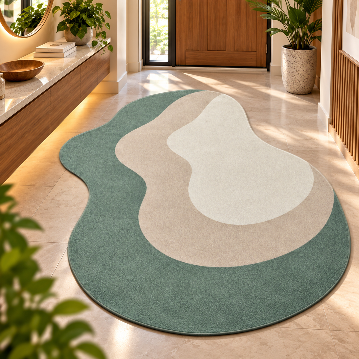 Sage Contour Accent Rug | Flowing Organic Contour Lines (GG)