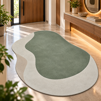 Sage Green Organic Rug | Flowing Organic Silhouette with Layered Tones (GG)