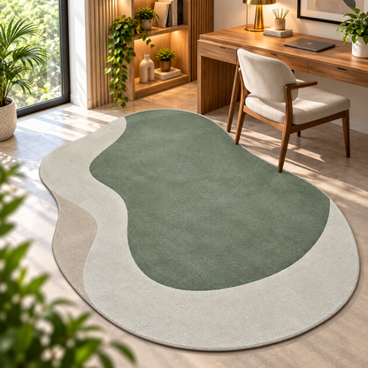 Sage Green Organic Rug | Flowing Organic Silhouette with Layered Tones (GG)