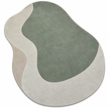 Sage Green Organic Rug | Flowing Organic Silhouette with Layered Tones (GG)