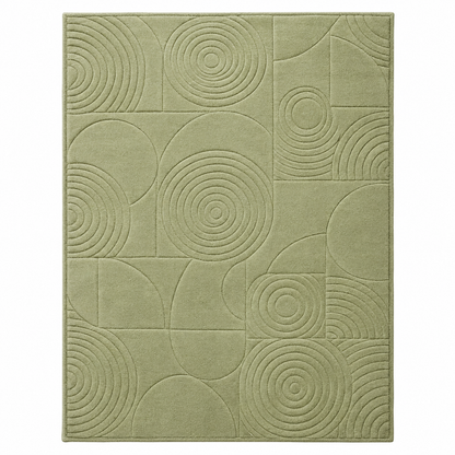 Sage Swirl Rug | Abstract Geometric Circular Pattern (GG)