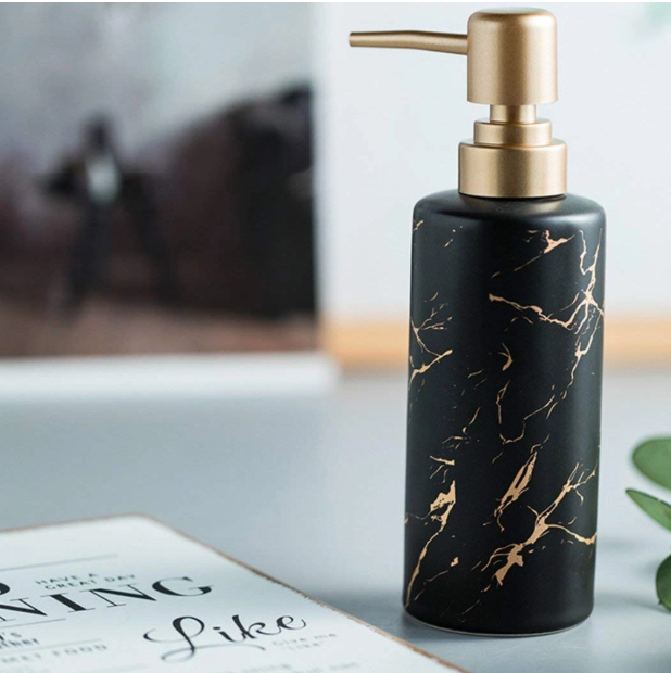 Sophisticated Marble Elegance Ceramic Soap Dispenser (W)
