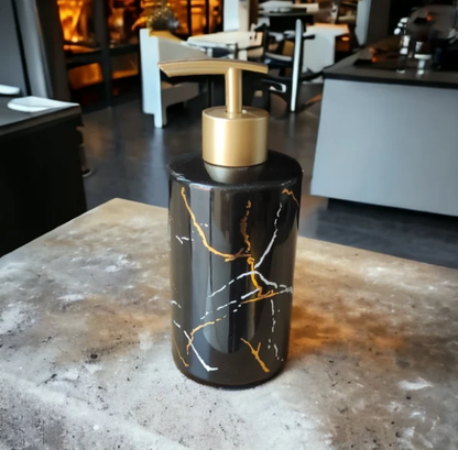 Midnight Marble Gold Veined Ceramic Soap Dispenser (W) Urban Nivasa
