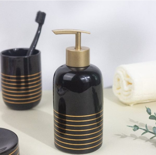 Geometric Speckle Ceramic Soap Dispenser (W)
