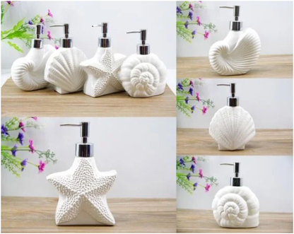 Coastal Shell Ceramic Soap Dispenser (W)