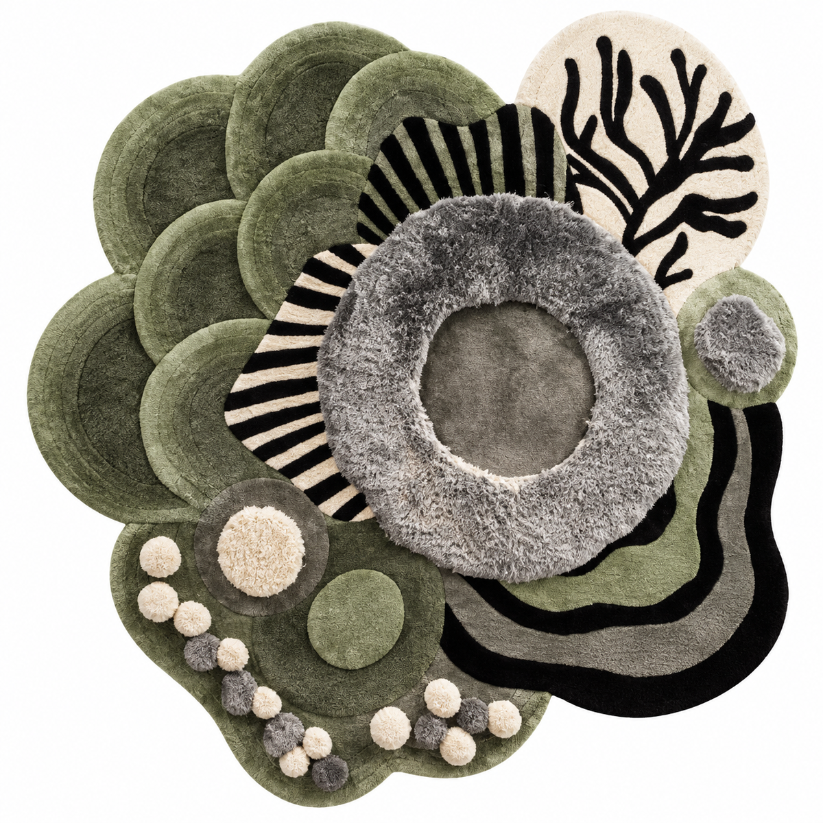 Sculptural Botanica Rug | Organic Botanical Flowing Petal Pattern (GG)