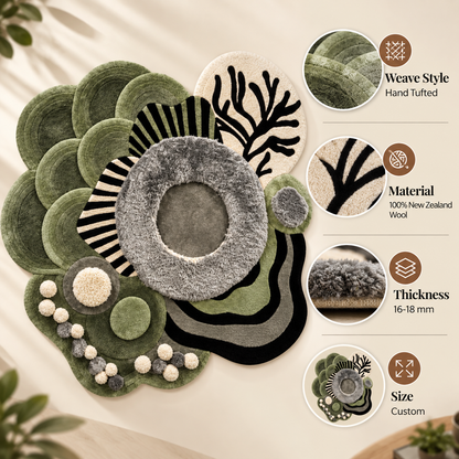 Sculptural Botanica Rug | Organic Botanical Flowing Petal Pattern (GG)