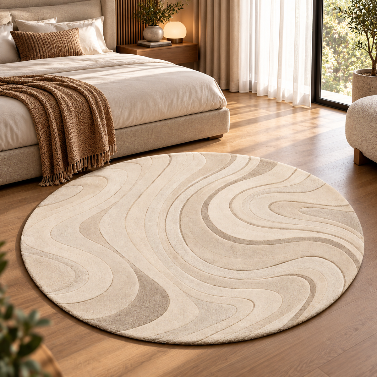 Serene Wave Rug | Flowing Curved Wave Lines (GG)
