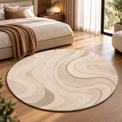 Serene Wave Rug | Flowing Curved Wave Lines (GG)