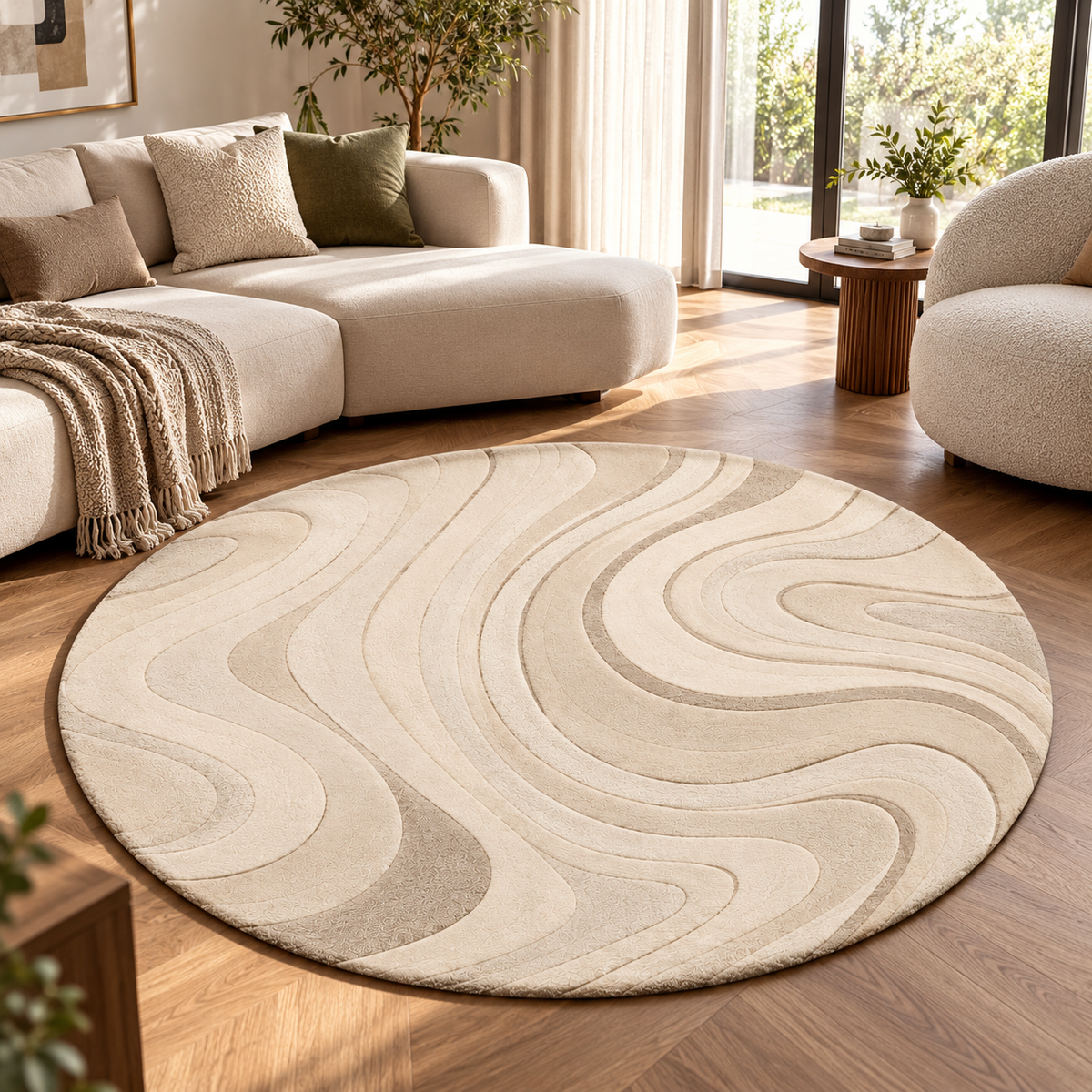 Serene Wave Rug | Flowing Curved Wave Lines (GG)