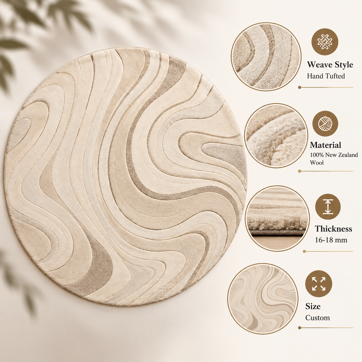 Serene Wave Rug | Flowing Curved Wave Lines (GG)