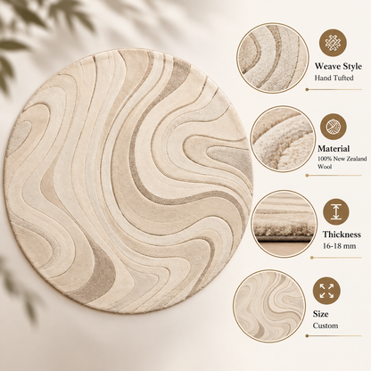 Serene Wave Rug | Flowing Curved Wave Lines (GG)