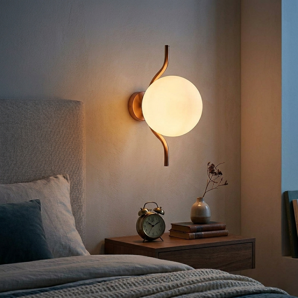 Serpentine Glow Globe Sconce Wall Light - 8in * 16.5in (J)