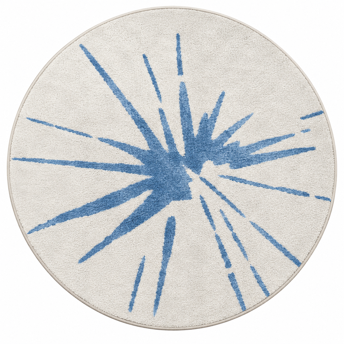 Sky Blue Sunburst Round Rug - 3*3ft | Radiating Sky-Blue Sunburst Pattern (GG)