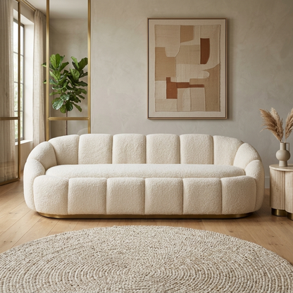 Sorbonne Channel-Tufted Bouclé 3-Seater Sofa (2100mm) - (NO)