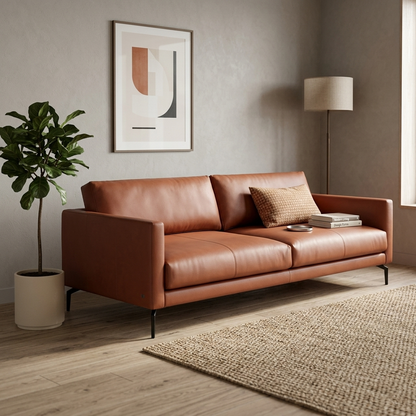 Sorensen Mid-Century Leather 2-Seater Sofa (1800mm) - (NO)