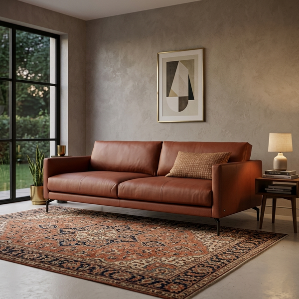 Sorensen Mid-Century Leather 2-Seater Sofa (1800mm) - (NO)