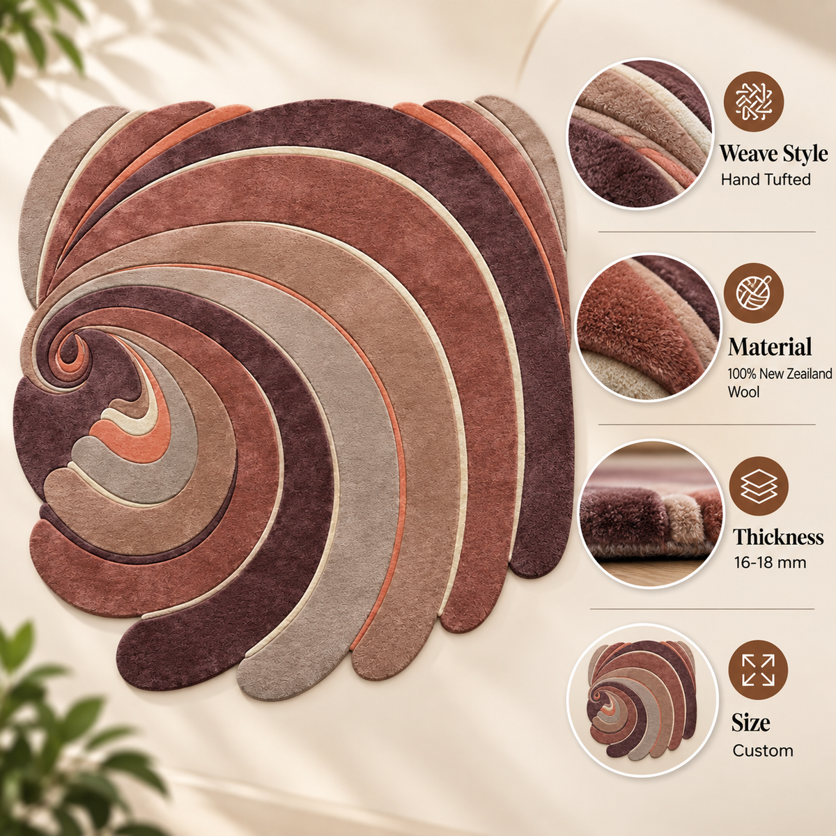 Spiral Contour Rug | Flowing Spiral Contour Pattern (GG)