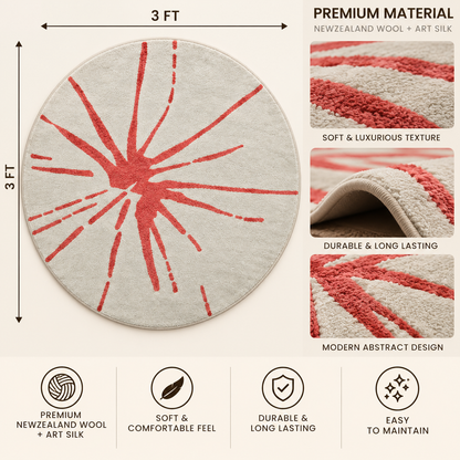Sunburst Round Rug - 3*3ft | Radiating Sunburst Pattern (GG)