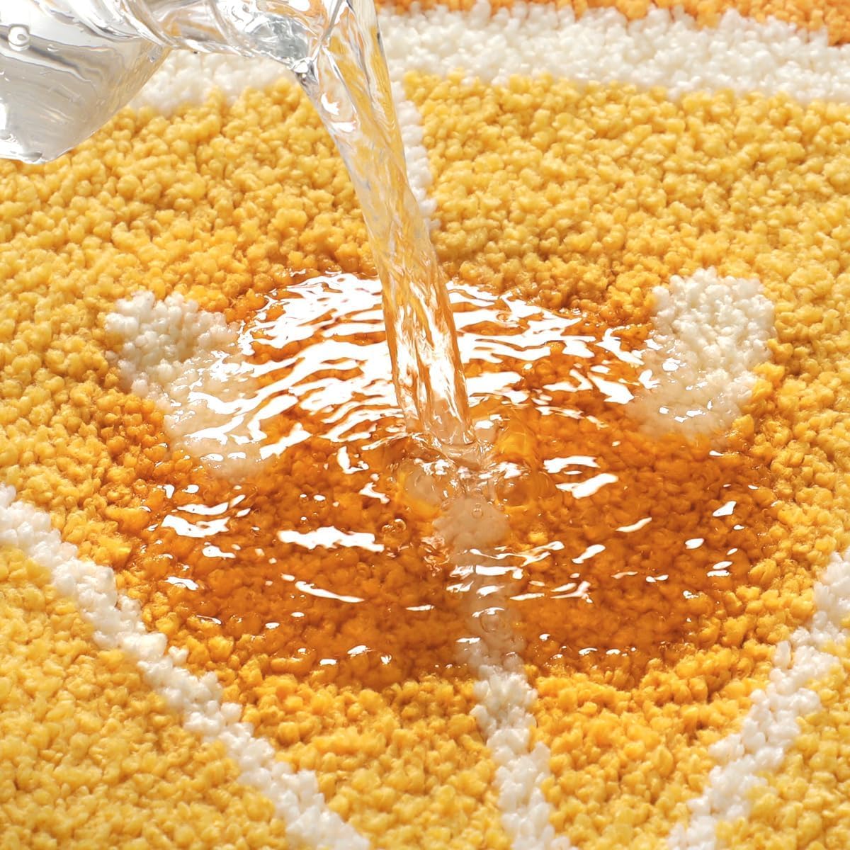 Sunny Yellow Lemon Citrus Slice Round Anti-Skid Microfiber Bathroom Mat (60 x 60 cm) - (CD)