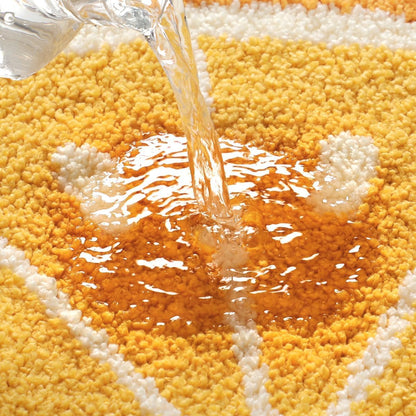 Sunny Yellow Lemon Citrus Slice Round Anti-Skid Microfiber Bathroom Mat (60 x 60 cm) - (CD)