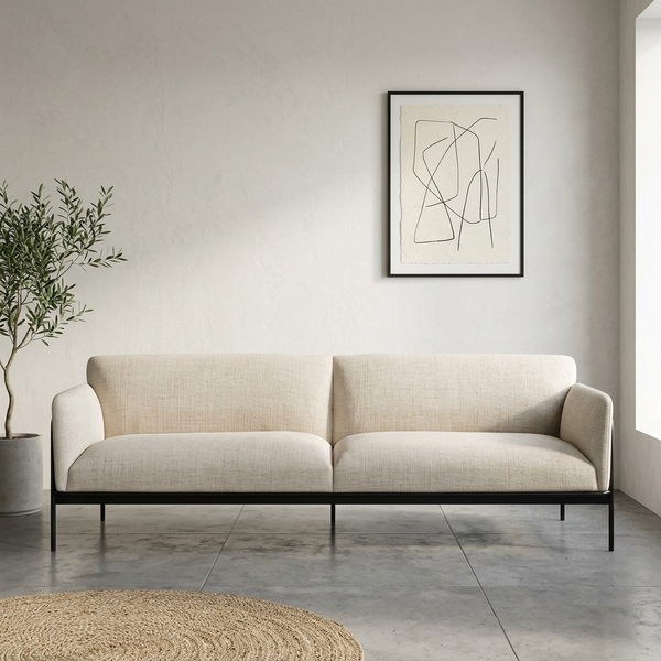 Thalia Asymmetric Curved Bouclé 2-Seater Sofa (1800mm) - (NO)