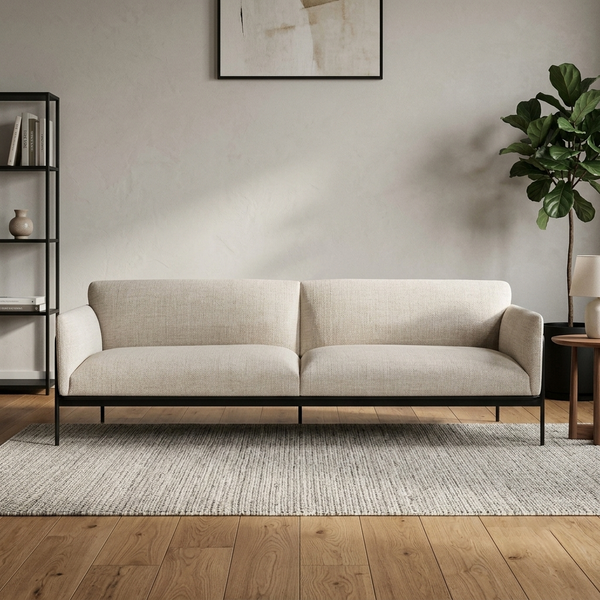 Thalia Asymmetric Curved Bouclé 2-Seater Sofa (1800mm) - (NO)