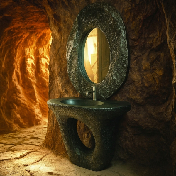 The Jumeria Sculptural Basin | Stone & Wood Collection 1020mm (W) x 480mm (D) x 870mm (H) - (V)