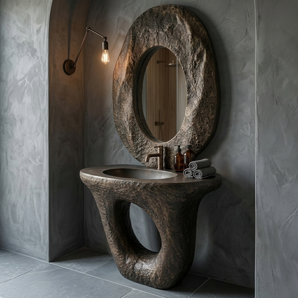 The Jumeria Sculptural Basin | Stone & Wood Collection 1020mm (W) x 480mm (D) x 870mm (H) - (V)