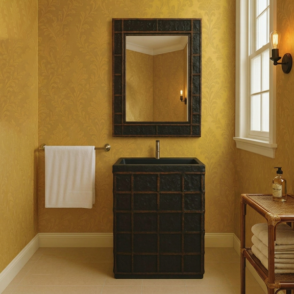 The Lithos Pedestal Basin | Stone & Wood Series 600mm (W) x 410mm (D) x 850mm (H) - (V)