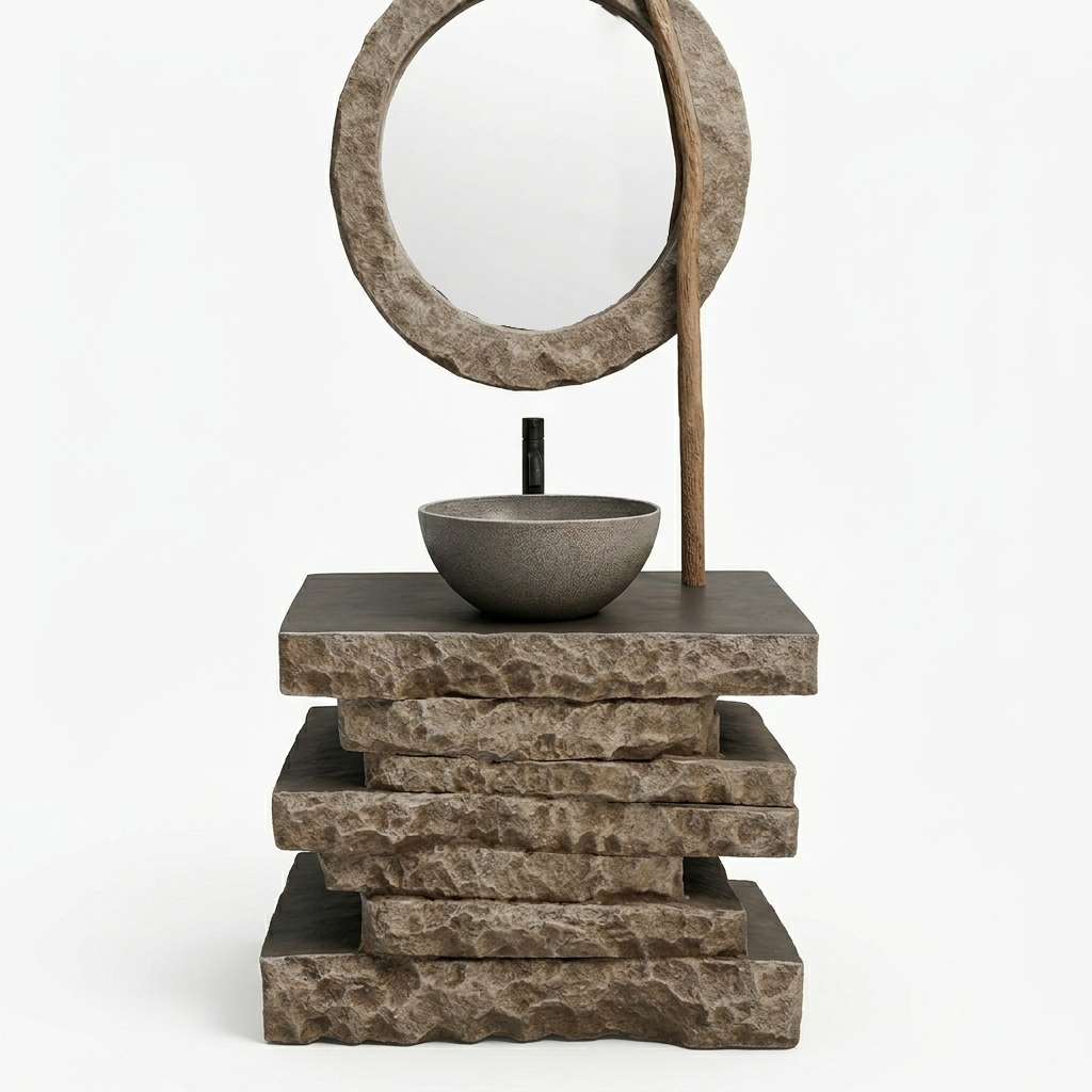 The Mine Black Copper Vanity | Stone & Wood Series 815mm (W) x 345mm (D) x 775mm (H) - (V)