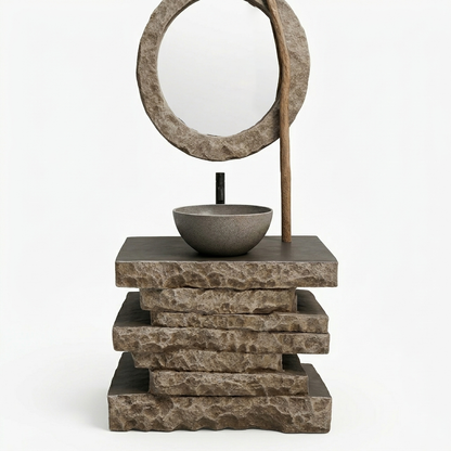 The Mine Black Copper Vanity | Stone & Wood Series 815mm (W) x 345mm (D) x 775mm (H) - (V)