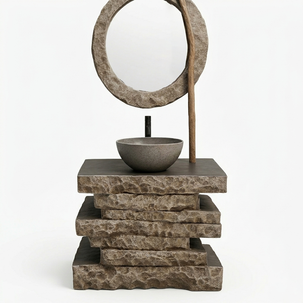 The Mine Black Copper Vanity | Stone & Wood Series 815mm (W) x 345mm (D) x 775mm (H) - (V)