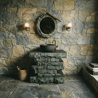 The Mine Black Vanity | Stone & Wood Series 815mm (W) x 345mm (D) x 775mm (H) - (V)