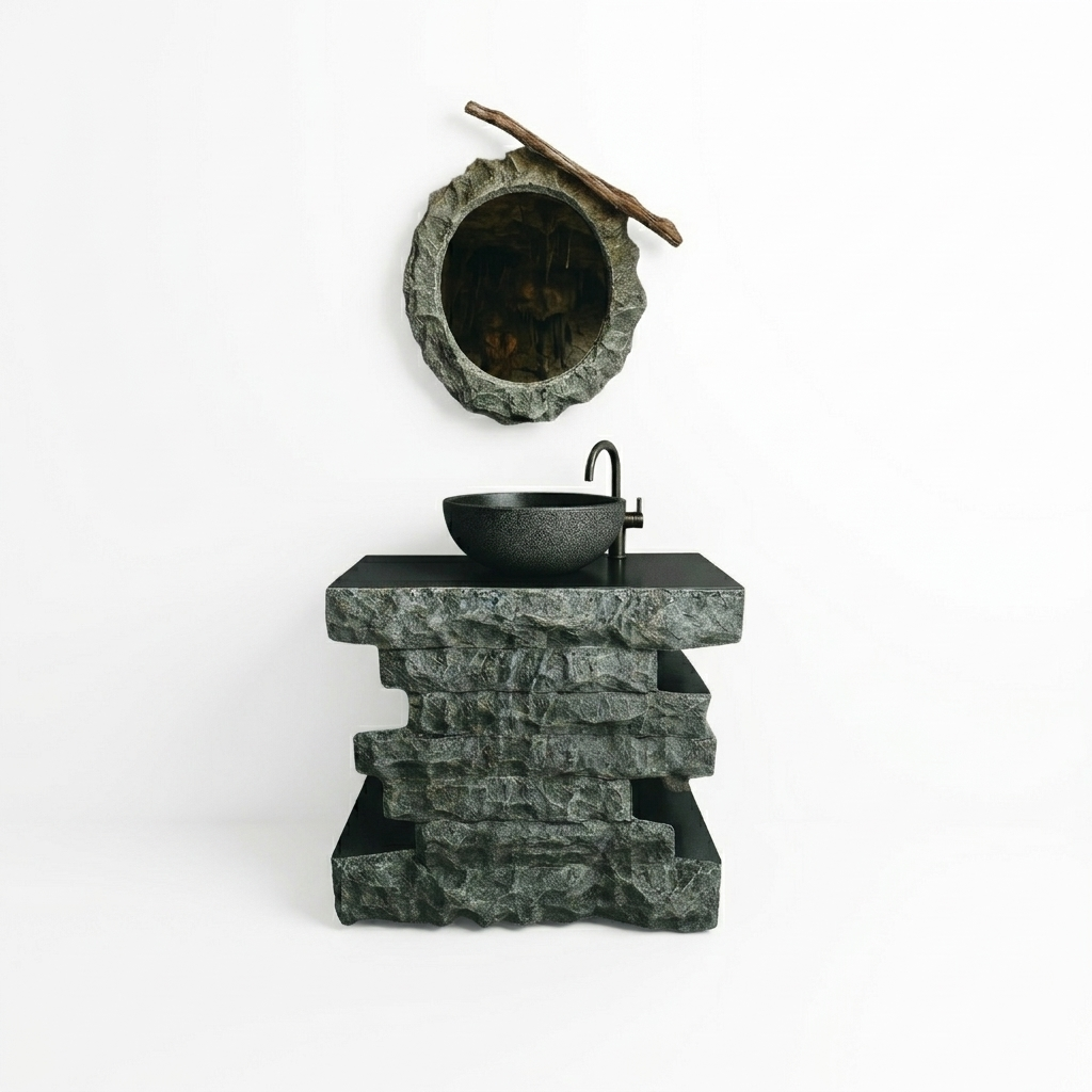 The Mine Black Vanity | Stone & Wood Series 815mm (W) x 345mm (D) x 775mm (H) - (V)