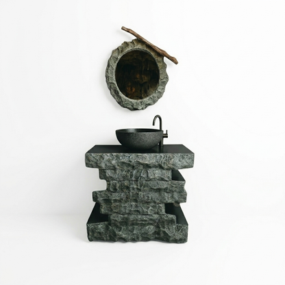 The Mine Black Vanity | Stone & Wood Series 815mm (W) x 345mm (D) x 775mm (H) - (V)
