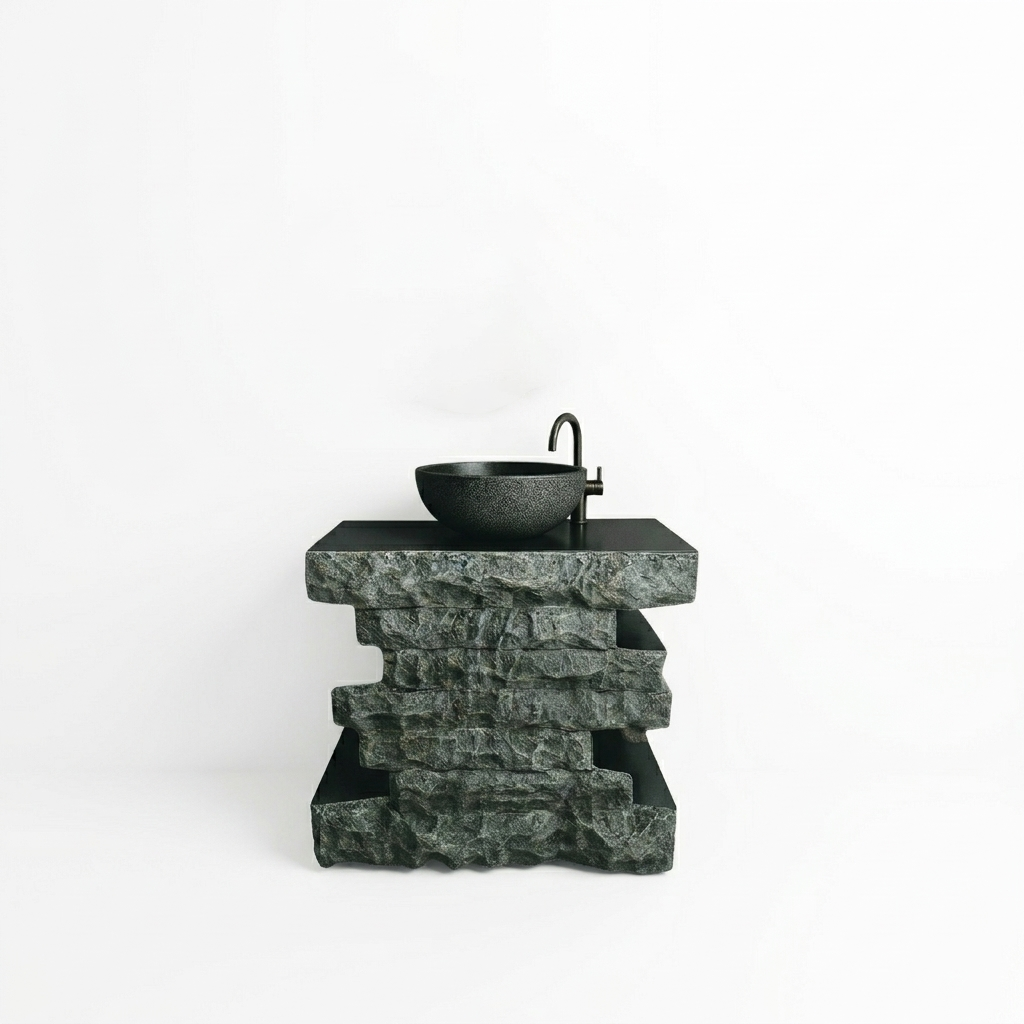 The Mine Black Vanity | Stone & Wood Series 815mm (W) x 345mm (D) x 775mm (H) - (V)