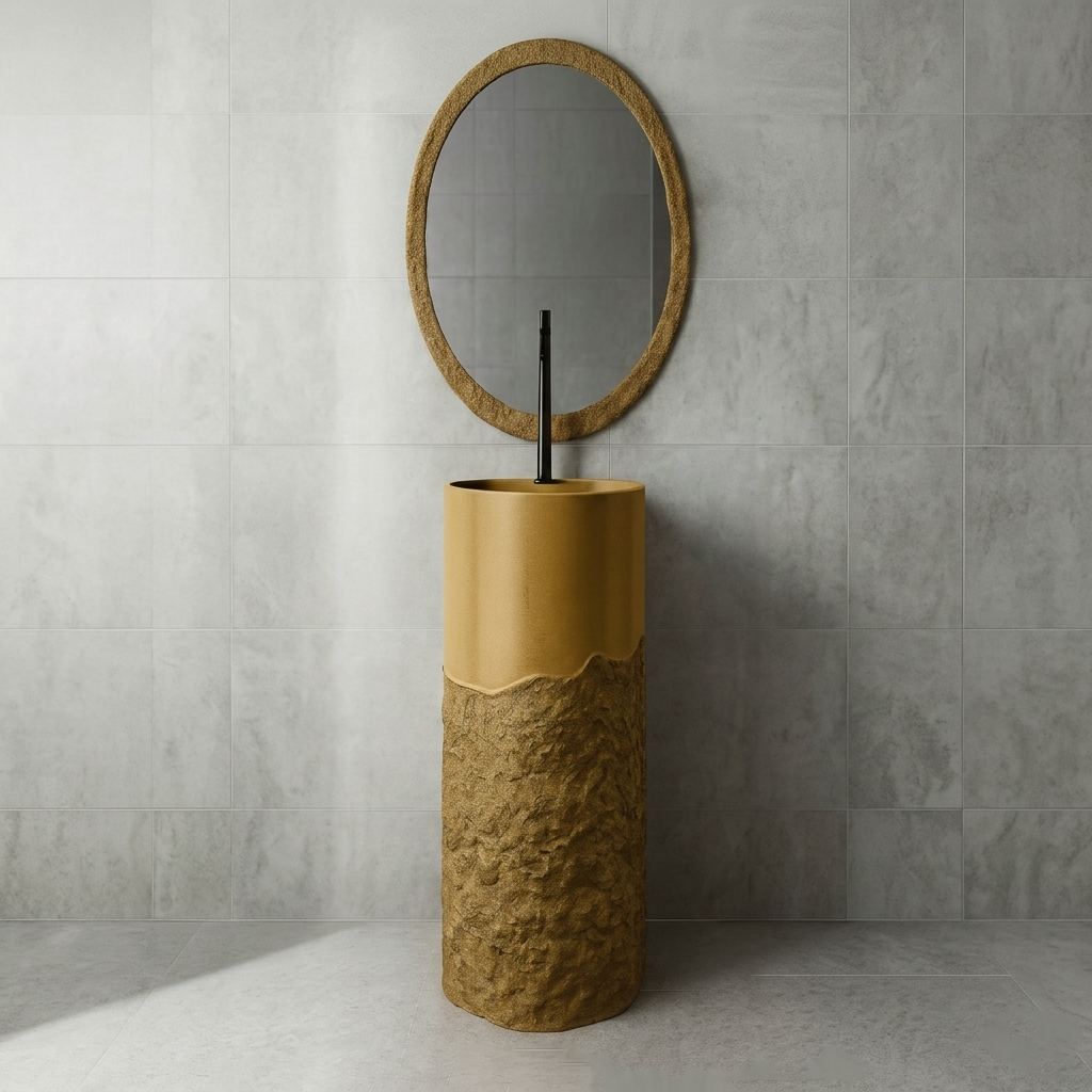 The Piller Brown | Stone & Wood Series 400mm (W) x 400mm (D) x 860mm (H) - (V)