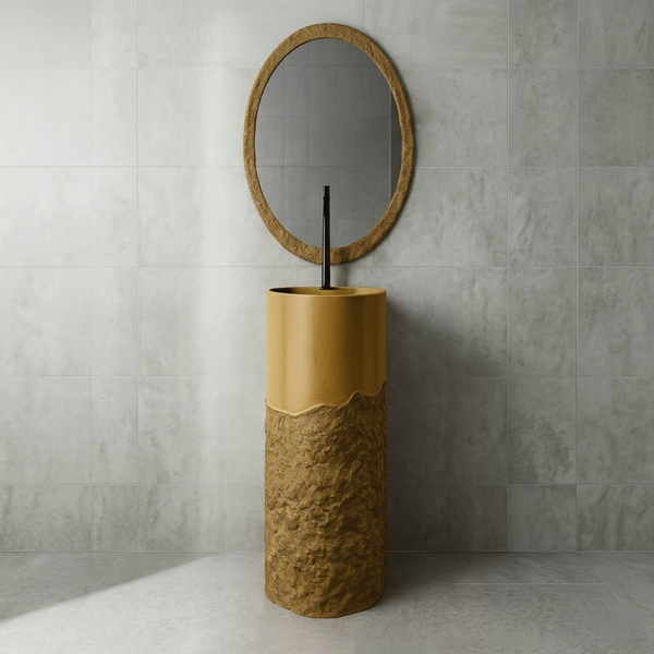 The Piller Brown | Stone & Wood Series 400mm (W) x 400mm (D) x 860mm (H) - (V)