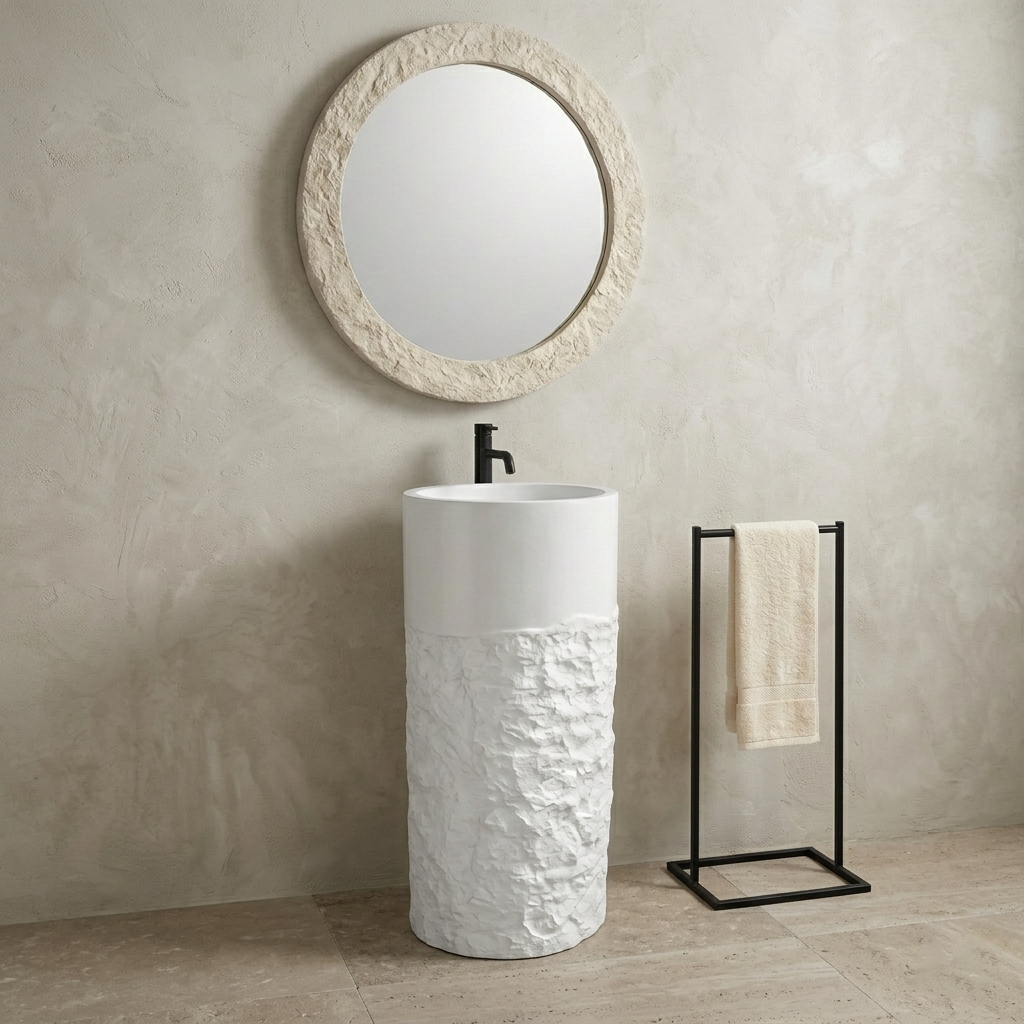 The Piller Brown | Stone & Wood Series 400mm (W) x 400mm (D) x 860mm (H) - (V)