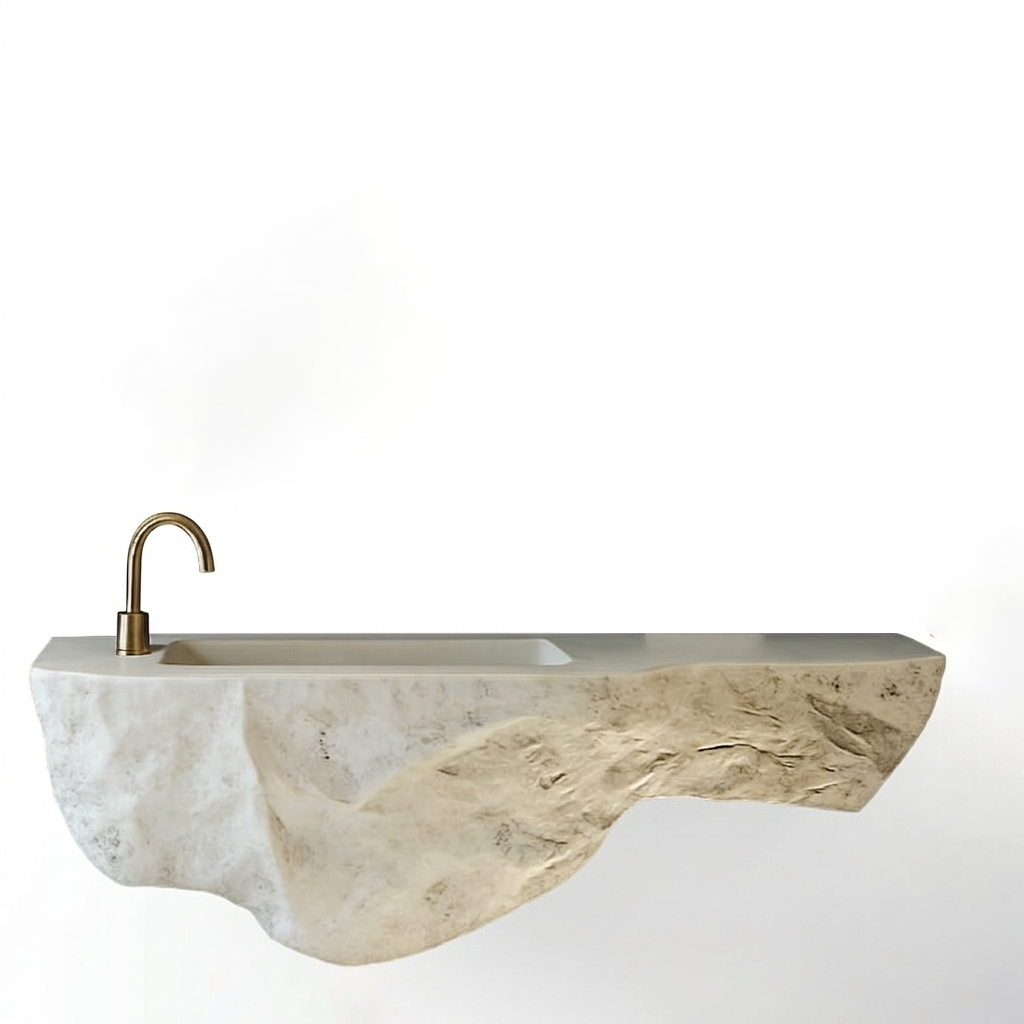 The Wall 90 Ivory Monolith | Stone & Wood Series 930mm (W) x 470mm (D) x 410mm (H) - (V)