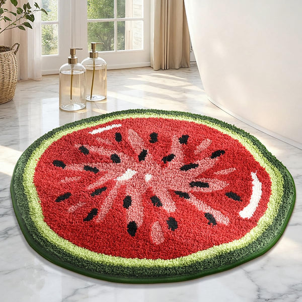 Ultra Soft Watermelon Round Anti-Skid Microfiber Bathroom Mat (60 x 60 cm) - (CD)