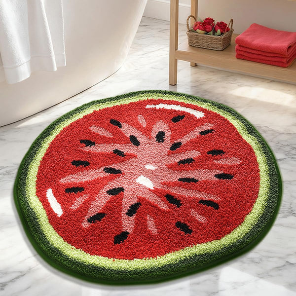 Ultra Soft Watermelon Round Anti-Skid Microfiber Bathroom Mat (60 x 60 cm) - (CD)