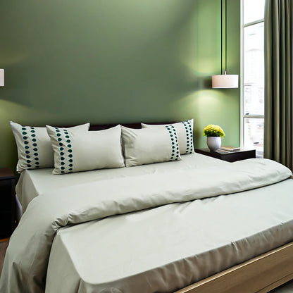 Unicorn Olive Aura (400TC) - 100% Cotton King-Size Bedsheet + 2 Pillow Covers