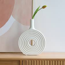 Textured Ceramic Donut Line Vase - (MVS)