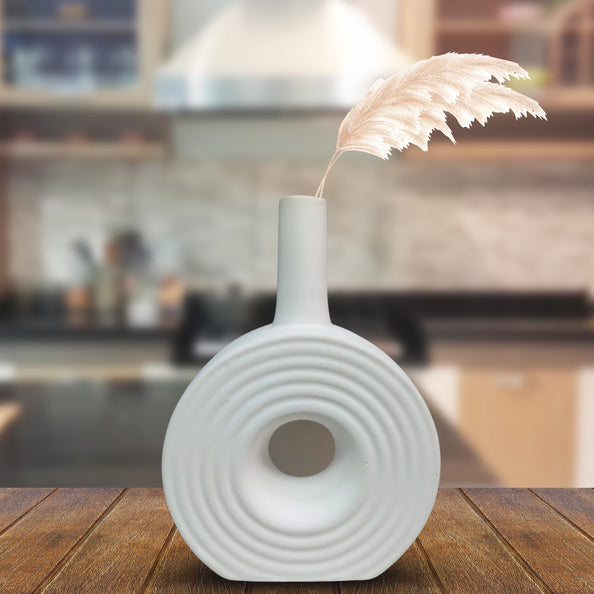 Textured Ceramic Donut Line Vase - (MVS)
