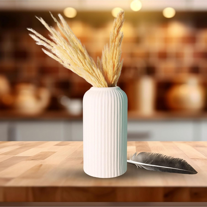 Textured Ceramic Flute Vase - (MVS)