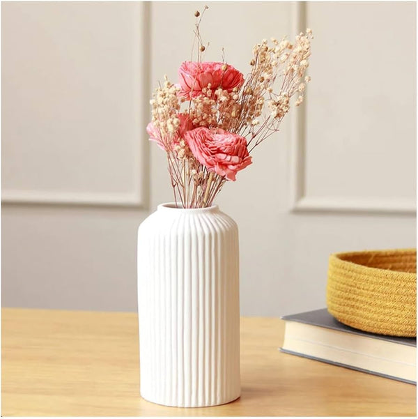 Textured Ceramic Flute Vase - (MVS)