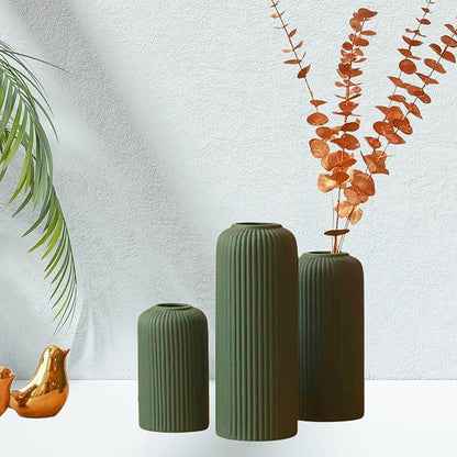 Textured Ceramic Flute Vase - (MVS)