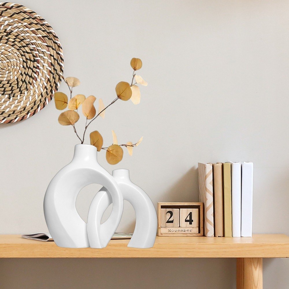 Sleek Ceramic Half Oval Vase - (MVS)